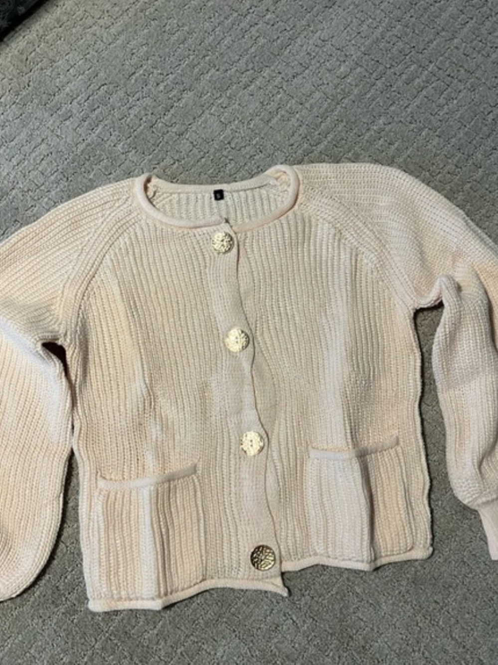 Cream Knit Button-Front Women's Sweater Cardigan Size Small Fall Weather